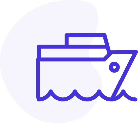 icon for boat insurance with blue boat logo