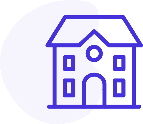 icon for builders risk insurance with home outlined in blue