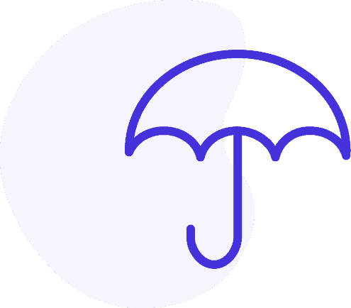 icon for commercial umbrella insurance with umbrella outlined in blue