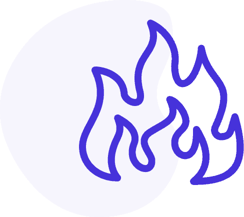 icon for earthquake insurance with blue outlined flames logo