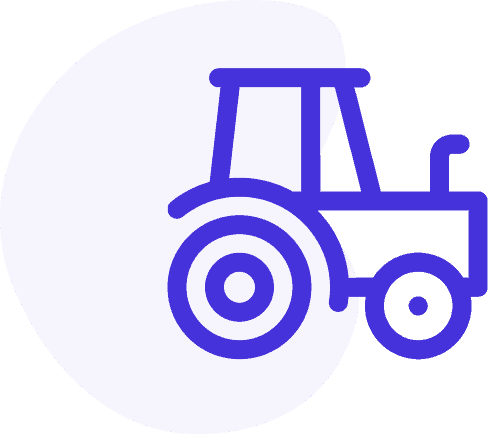 icon for farm and crop insurance with tractor outlined in blue