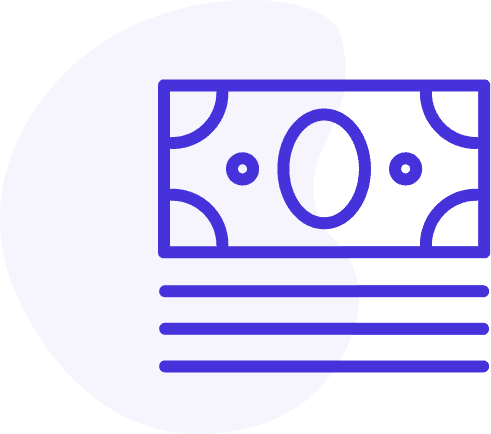 icon for financial services and management with dollar bill outlined in blue