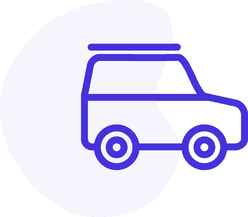 icon for garage insurance with car outlined in blue