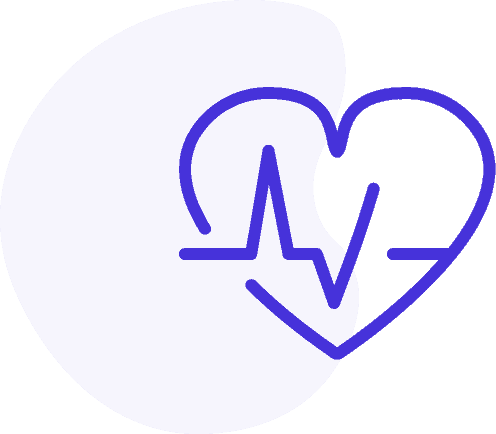 Icon for group health insurance benefits with blue outlined heart