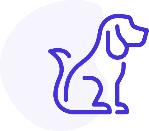 icon for pet insurance with blue outlined dog logo